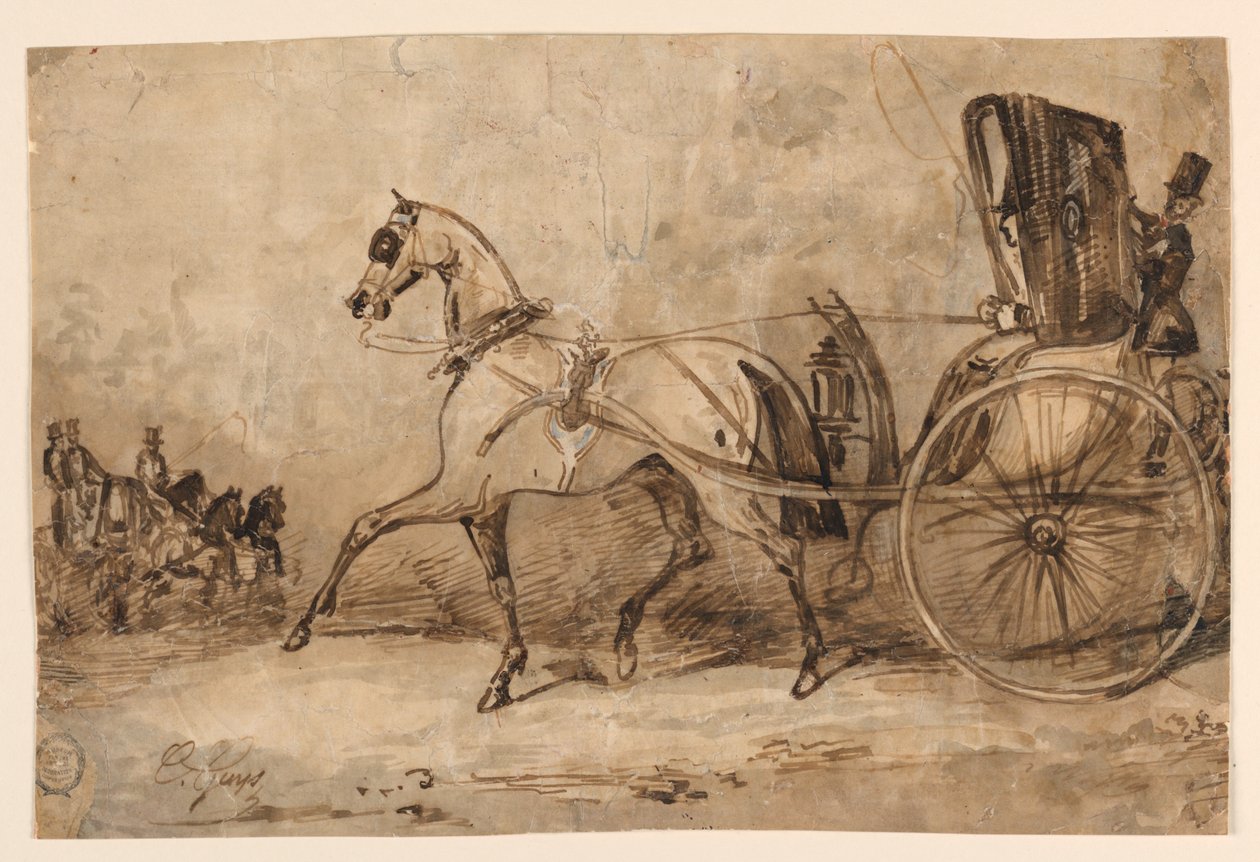 Un caballo y un carruaje de Constantin Guys