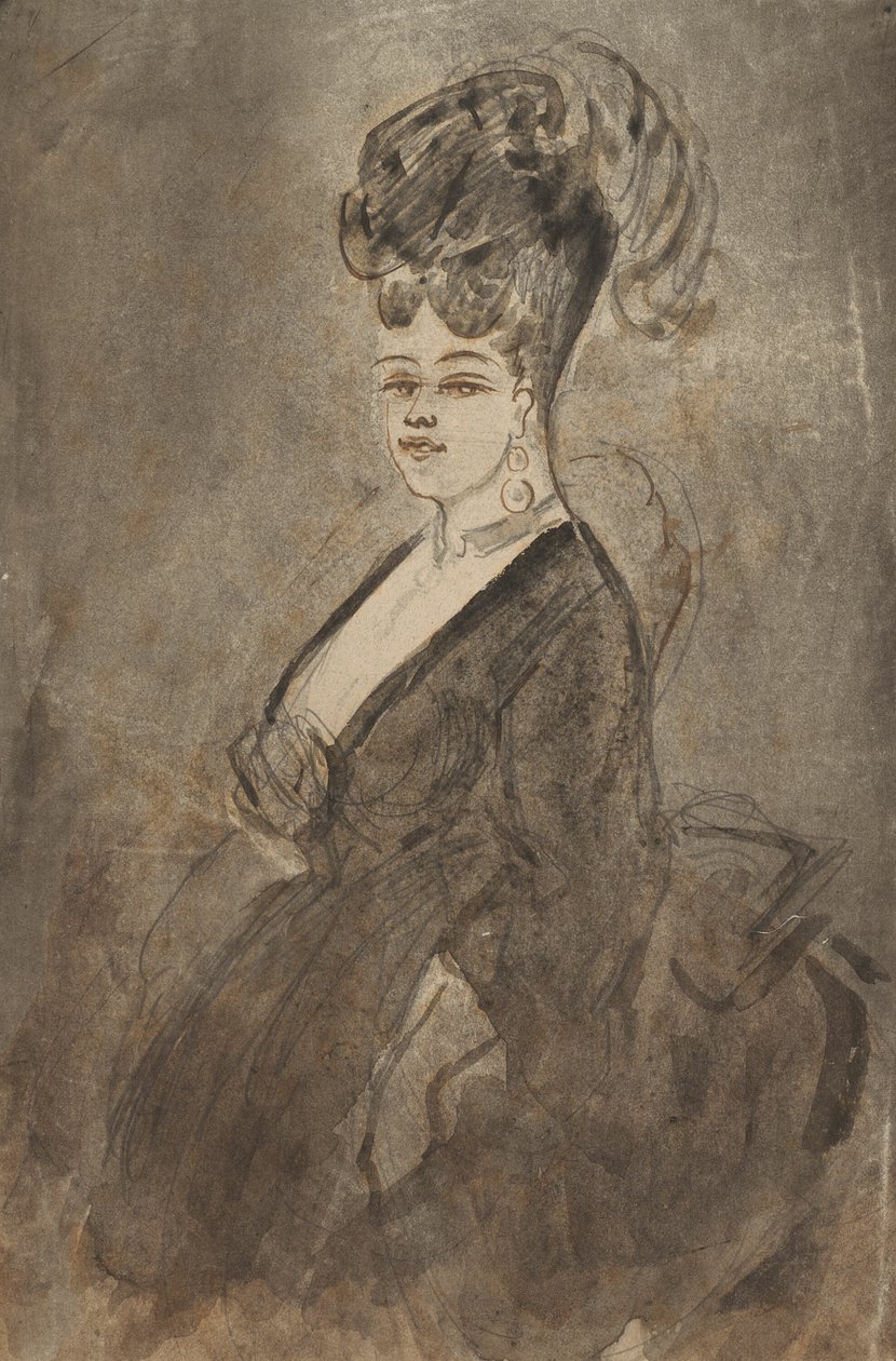 Retrato de una mujer de tres cuartos de longitud de Constantin Guys