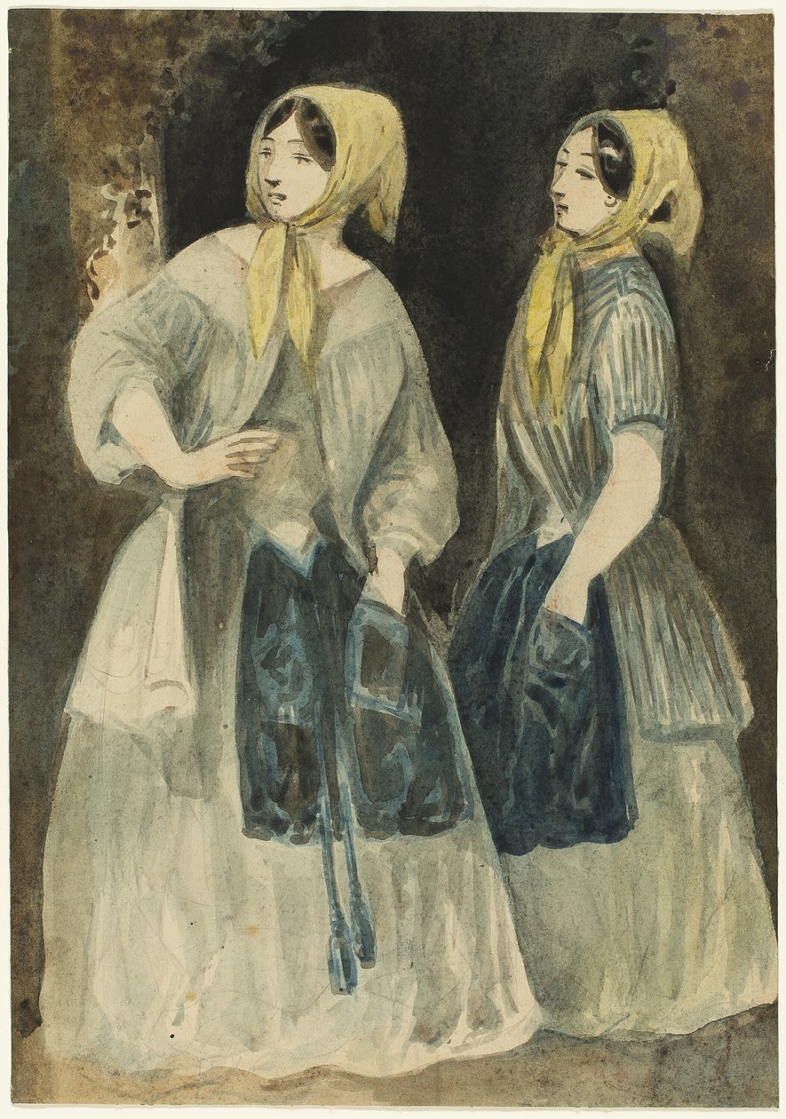 Dos mujeres con pañuelos amarillos de Constantin Guys