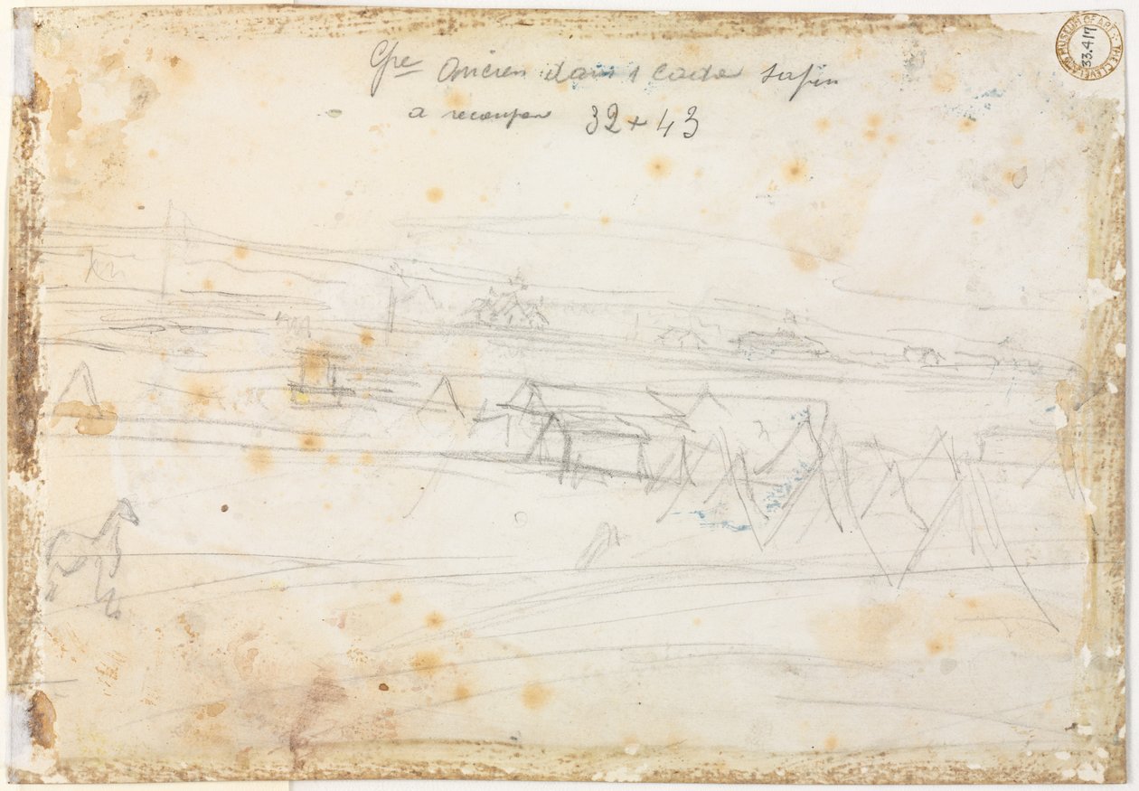 Escena de campamento de guerra, reverso, siglo XIX de Constantin Guys