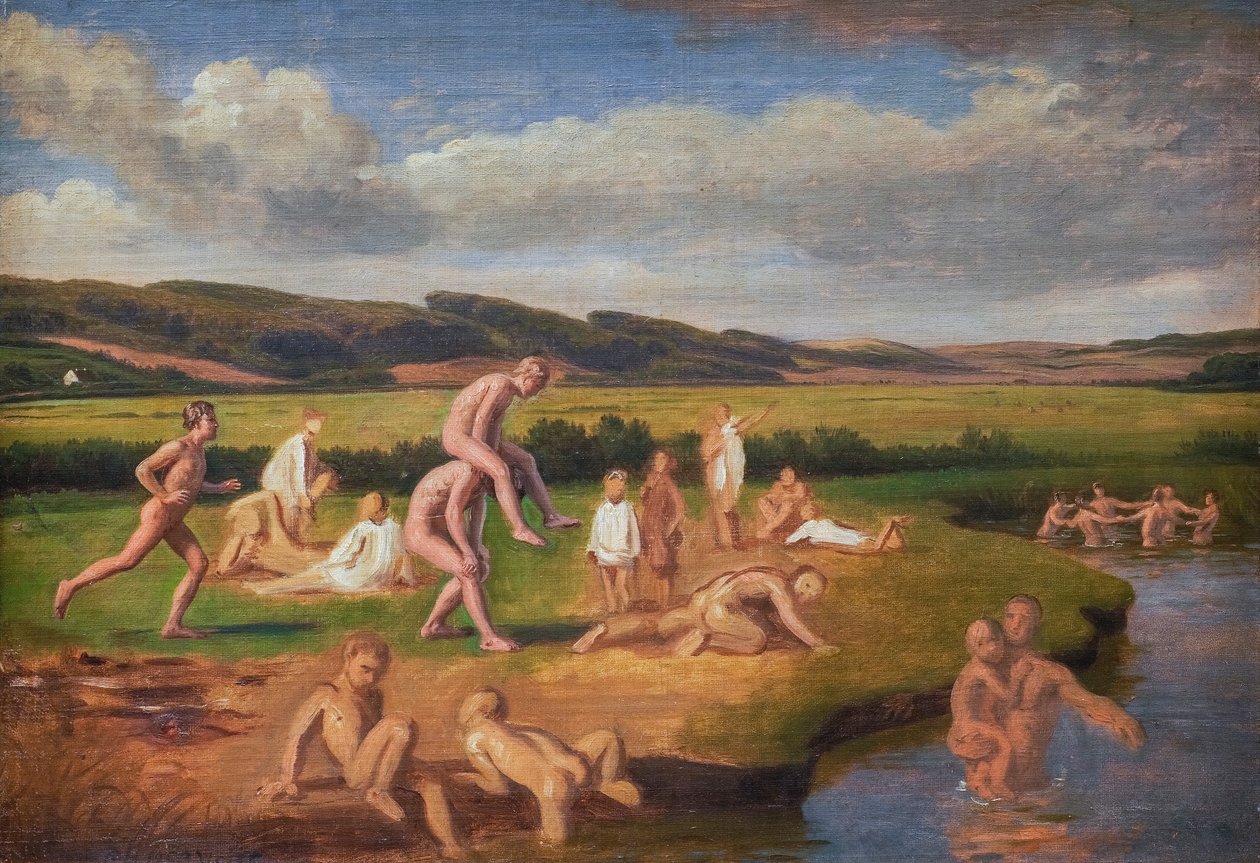 Niños bañándose y jugando de Constantin Hansen