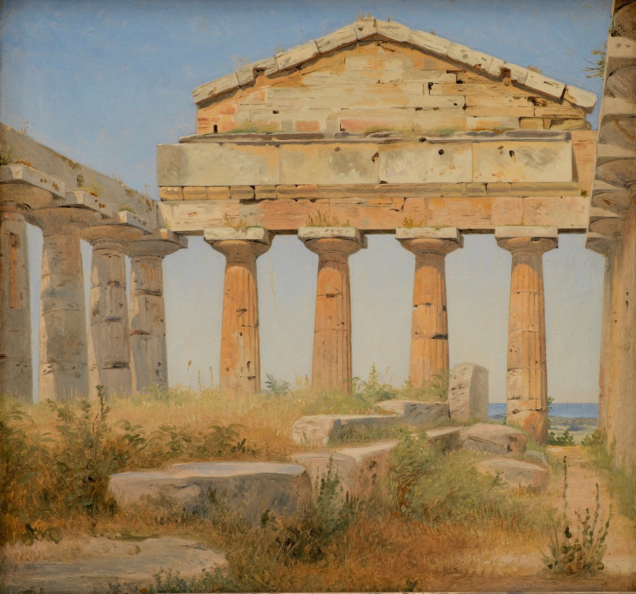 Danés:  Athenatemplet i Pæstum Templo de Atenea en Paestum de Constantin Hansen