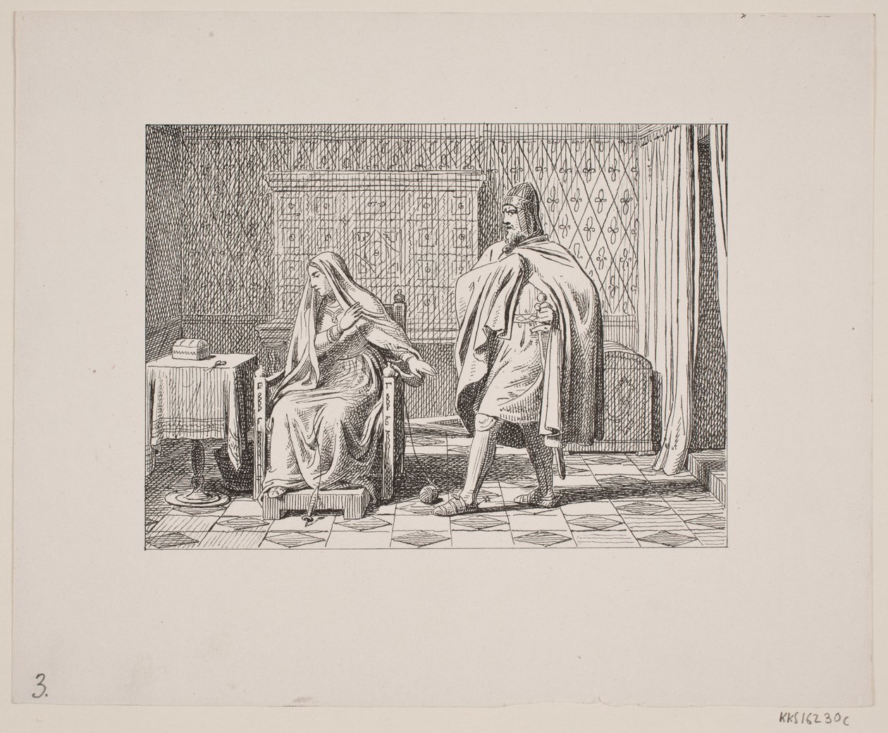 Ilustración para Svend Grundtvig, Marsk Stig: Dansk Folkevise Fra 13de Aarhundrede, 1861 de Constantin Hansen