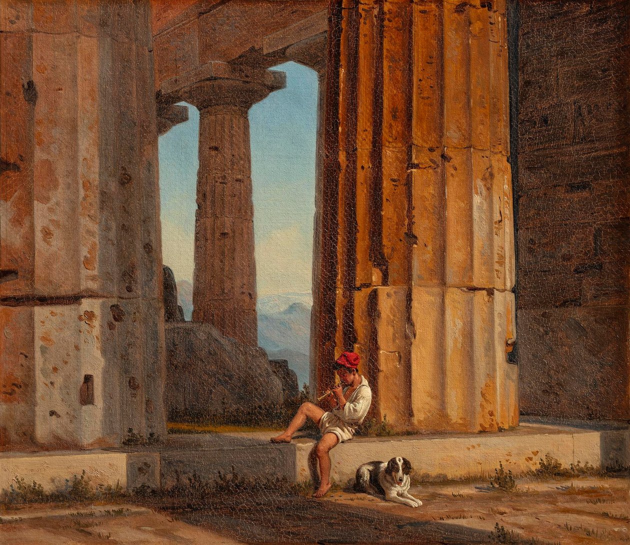 Vista del templo de Poseidón en Paestum de Constantin Hansen