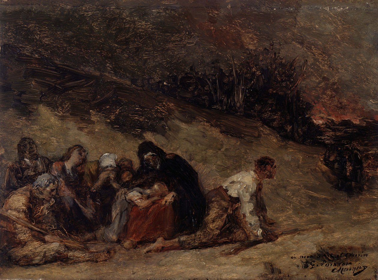 Episodio de la revuelta de los campesinos. El incendio de Turnhout (1798-1799) de Constantin Meunier