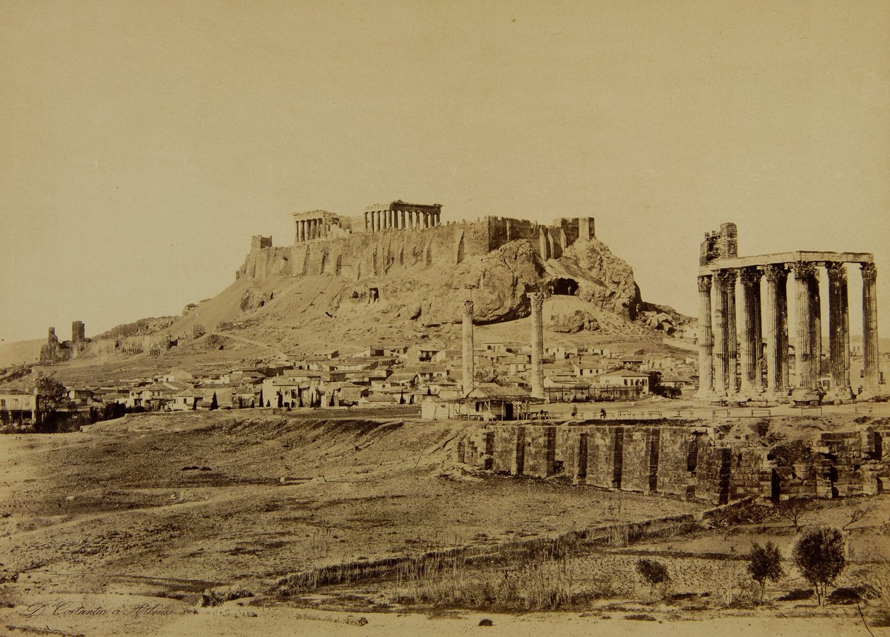El Templo de Zeus Olímpico y la Acrópolis en el fondo de Dimitrios Constantin