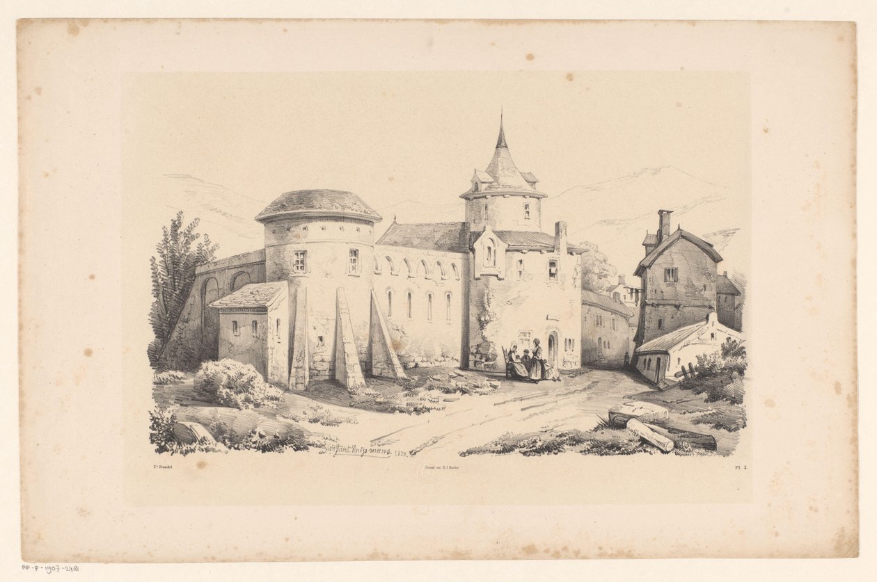 Fuerte en el pueblo El paisaje (título de la serie) de Constantinus Cornelis Huysmans