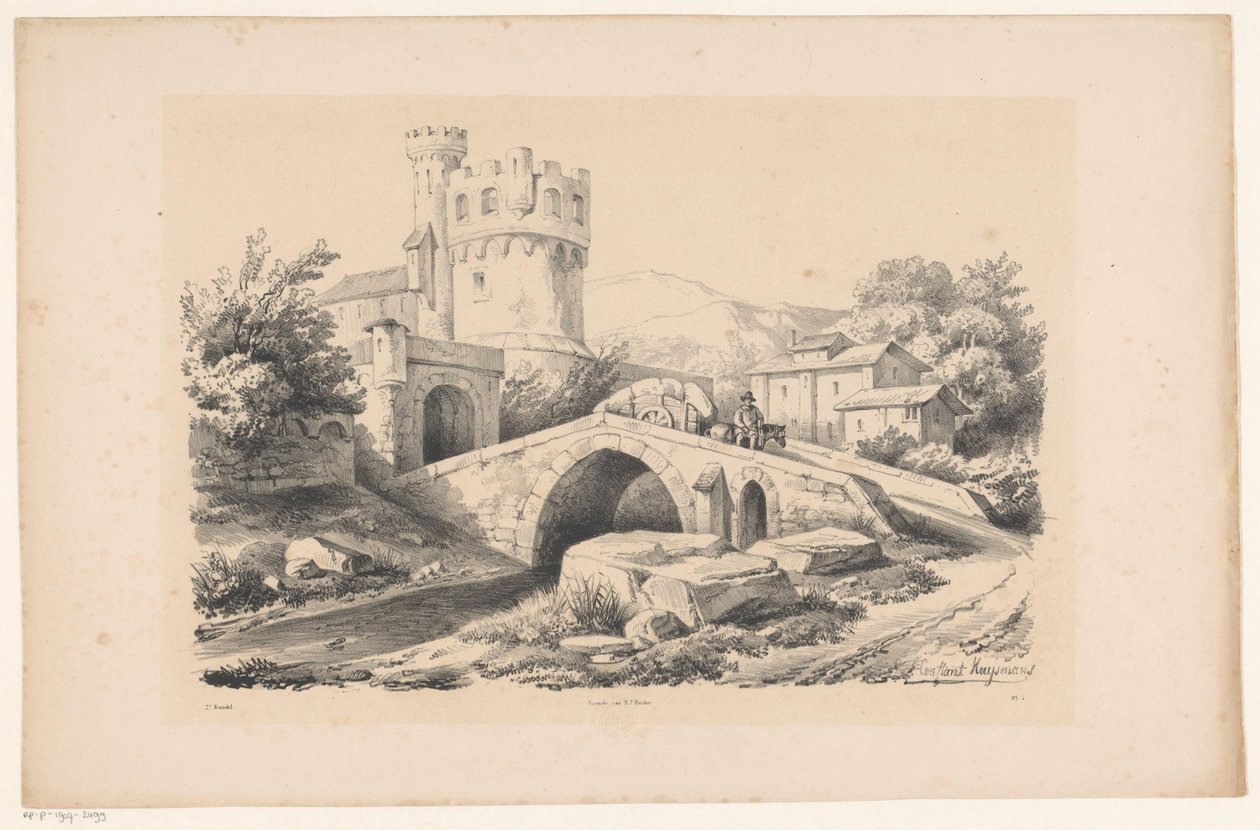 Paisaje con fortaleza y puente El paisaje (título de la serie) de Constantinus Cornelis Huysmans