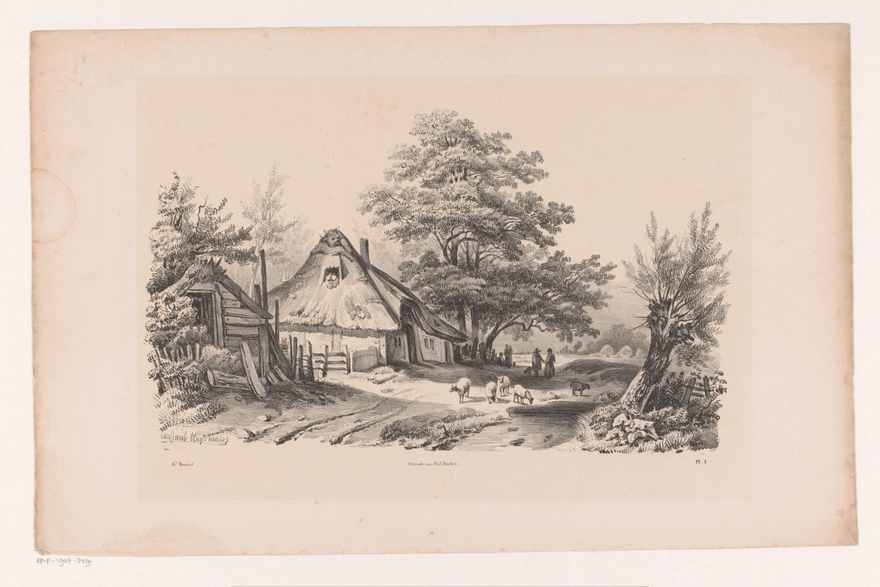 Camino campestre con granja El paisaje (título de la serie) de Constantinus Cornelis Huysmans