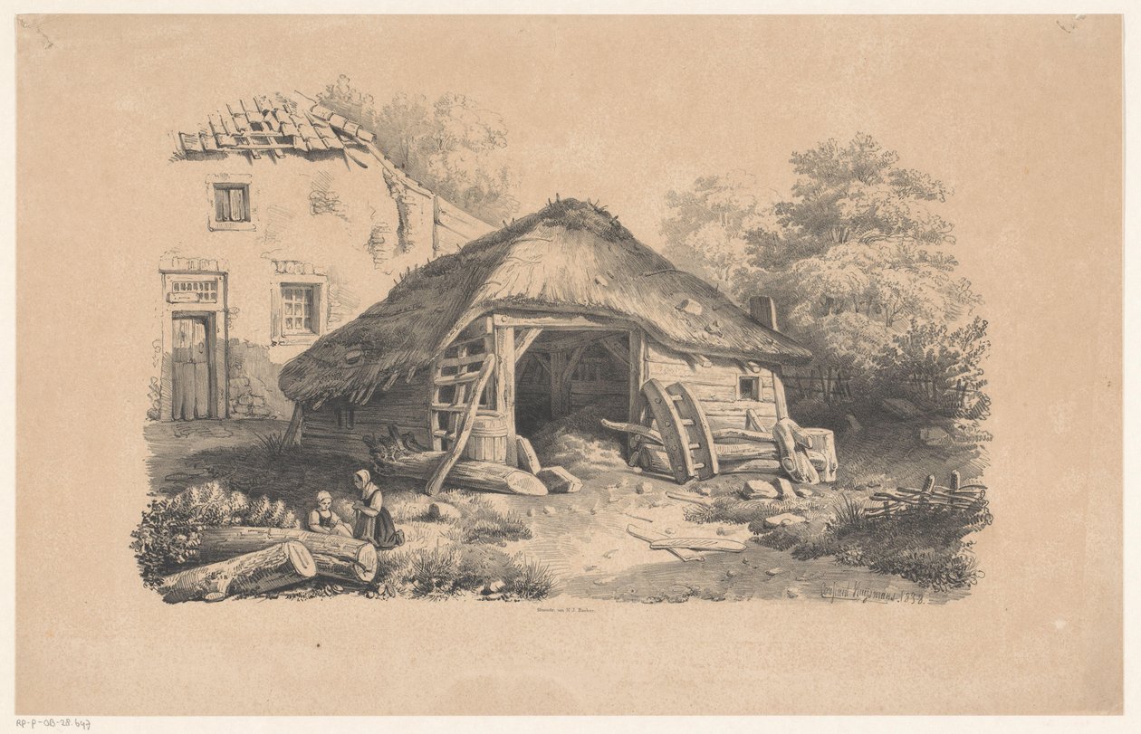 Establo en la granja El paisaje (título de la serie) de Constantinus Cornelis Huysmans