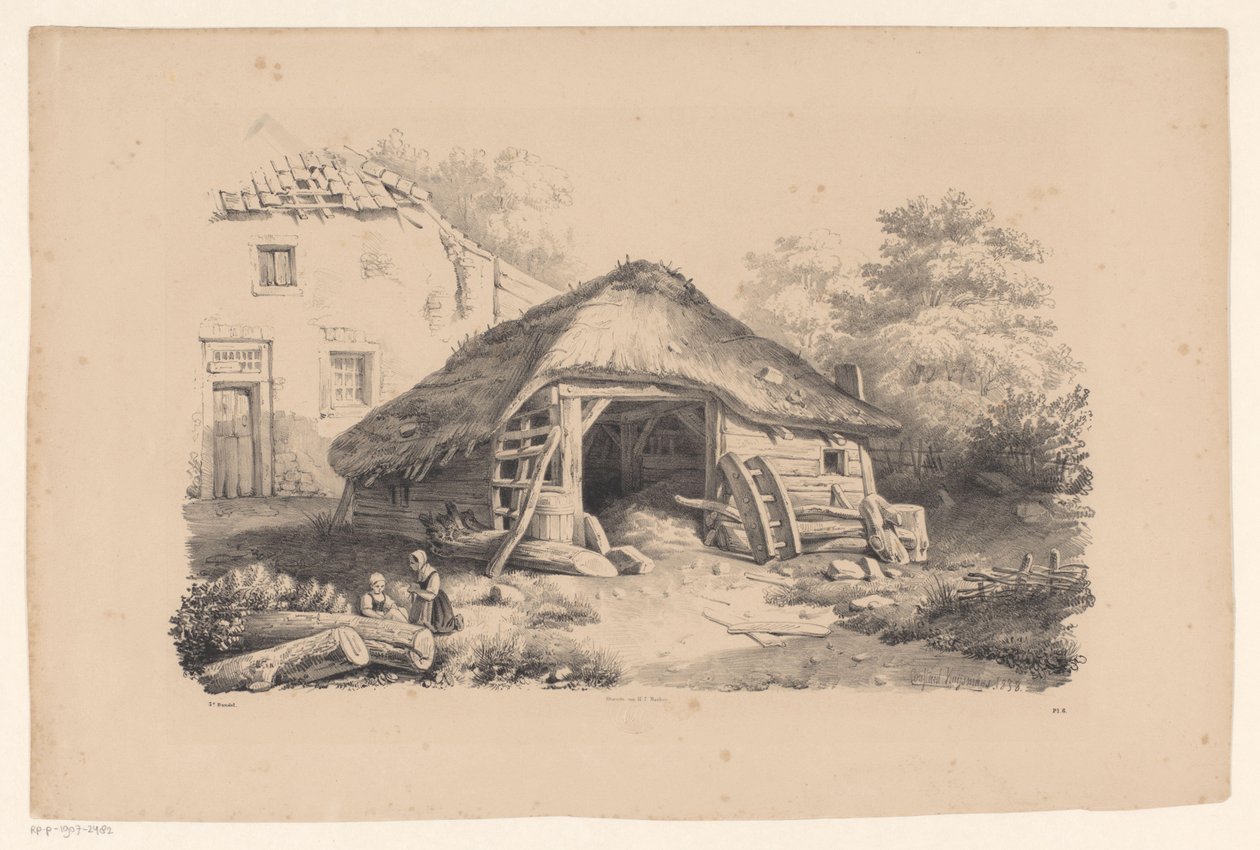 Establo en la granja El paisaje (título de la serie) de Constantinus Cornelis Huysmans