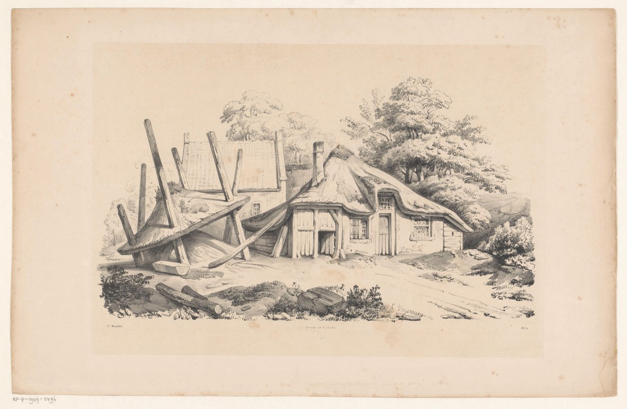 Granja en ruinas El paisaje (título de la serie) de Constantinus Cornelis Huysmans