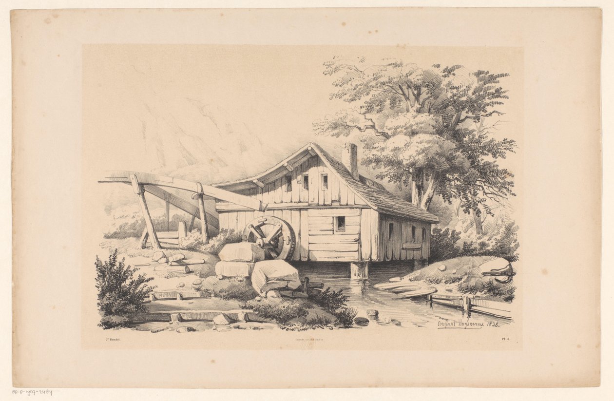 Molino de agua en un paisaje de montaña El paisaje (título de la serie) de Constantinus Cornelis Huysmans