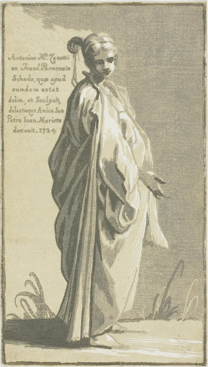 Mujer joven de pie, girada hacia la derecha de Conte Antonio Maria Zanetti the Elder