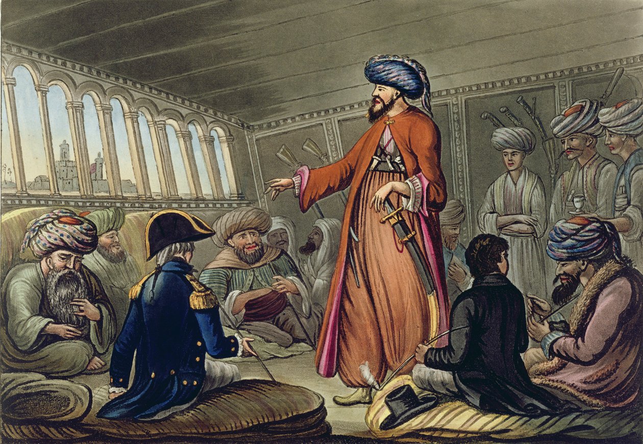 Un Mameluco entregando un mensaje de Mourad Bey, grabado por Joseph Constantine Stadler, publicado por I. White, Londres, 1801 de Cooper Willyams