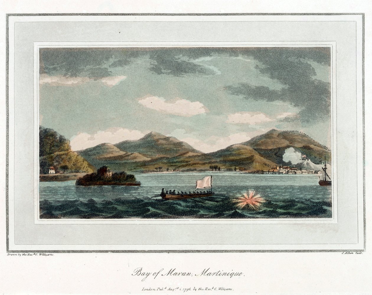 Bahía de Maran, en Martinica. Litografía (56,6x43,4 cm), por el reverendo Cooper Willyams (1762-1816) de Cooper (after) Willyams