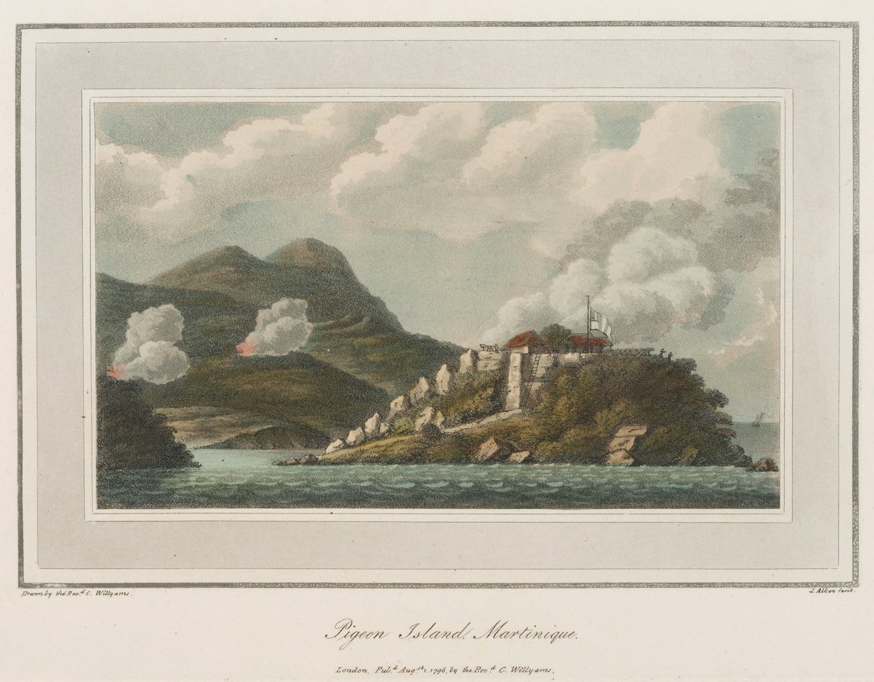 Isla de las Palomas en Martinica. Litografía (56,6x43,4 cm), por el reverendo Cooper Willyams (1762-1816) de Cooper (after) Willyams
