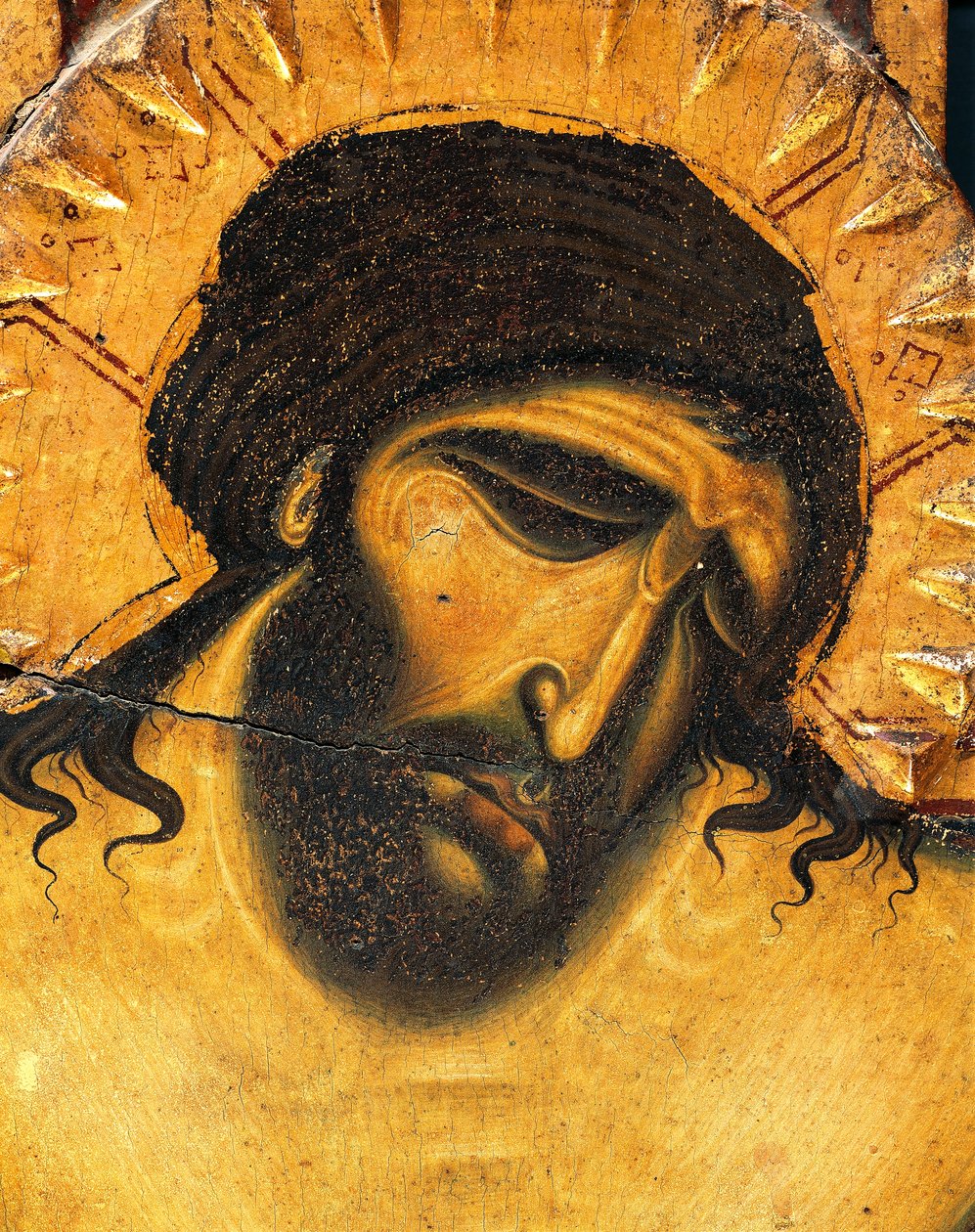 Rostro de Jesús sufriendo, detalle del Crucifijo de Coppo di Marcovaldo (hacia 1220-después de 1276) de Coppo di Marcovaldo