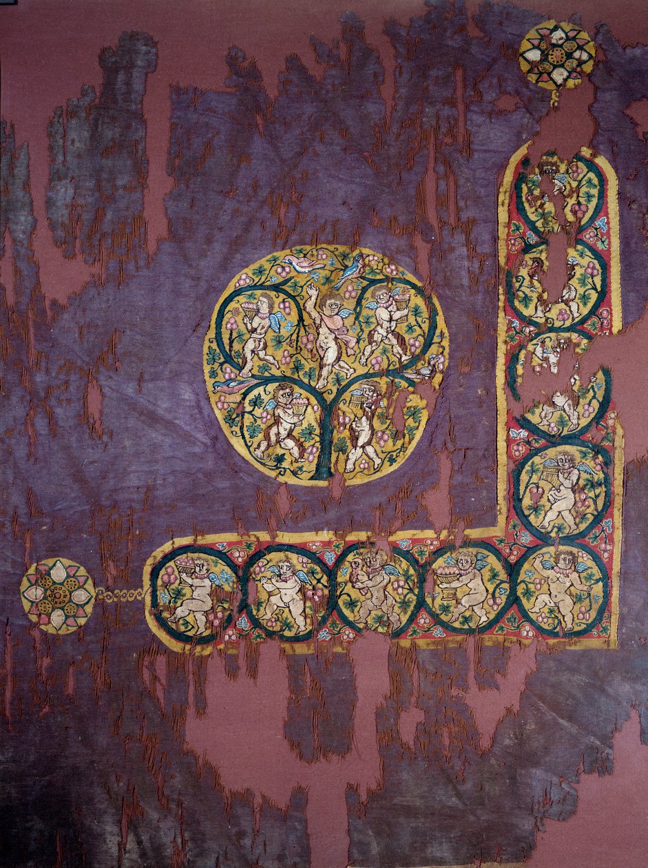 Arte copto: Tapiz con amor de la cosecha (siglo IV d.C.), París, Museo del Louvre de Coptic Coptic