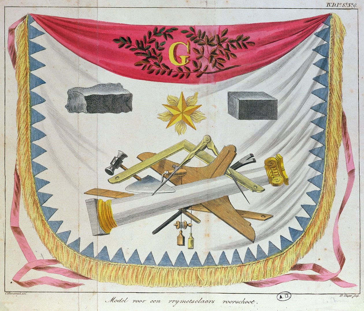 Un delantal masónico, 1826 de Cornelis Borsteegh