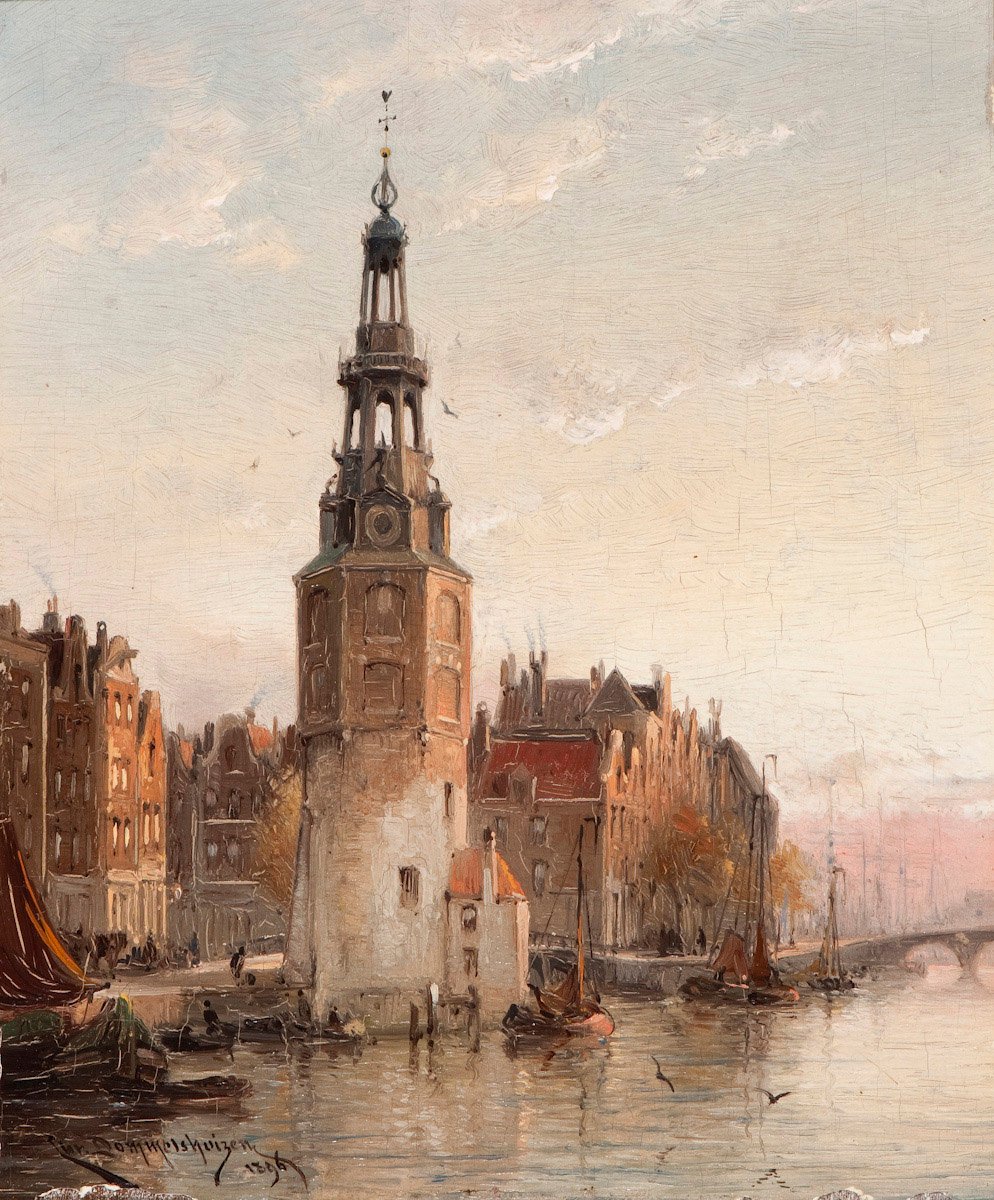 La torre Montelbaan en Ámsterdam de Cornelis Christiaan Dommersen