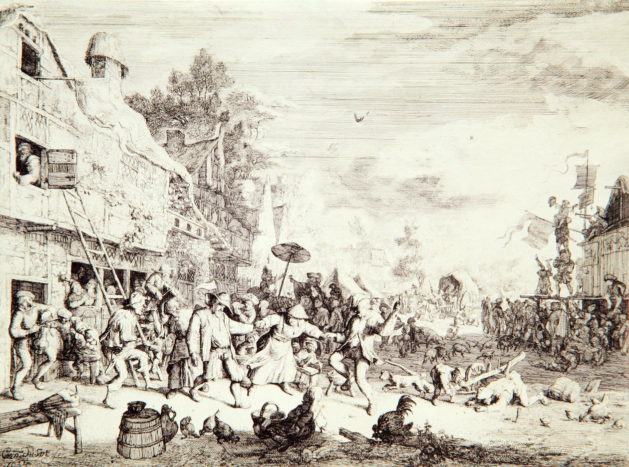 La Feria del Pueblo, 1685 de Cornelis Dusart