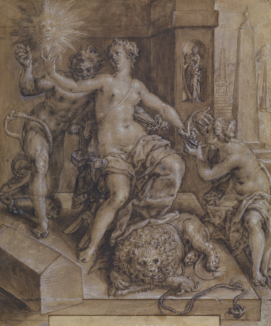 Diseño para la sección central de El espejo de la virtud de Cornelis Ketel