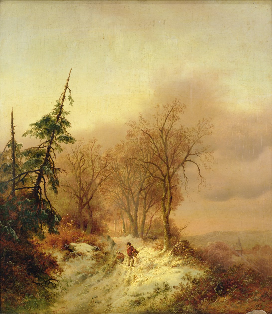 Escena de invierno con figuras de Cornelis Kruseman