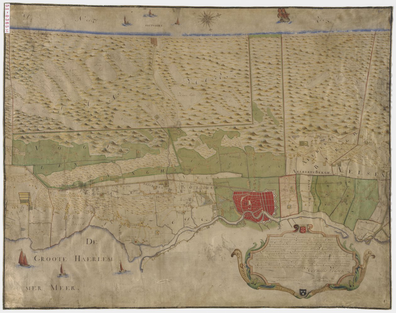 Mapa de Haarlem y alrededores de Cornelis Velsen