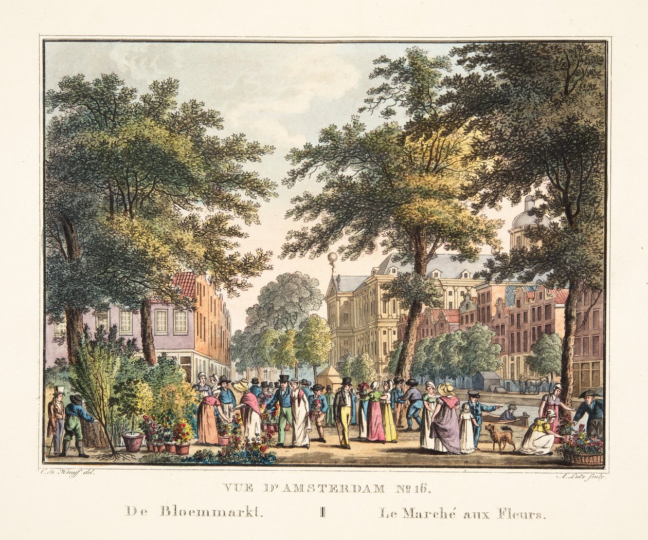 Vista de Ámsterdam No.16. El mercado de flores, 1825 de Cornelis de Kruyff