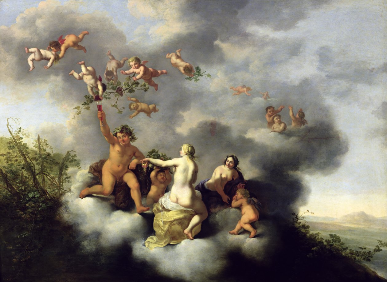 Ceres, Baco, Venus y Cupido de Cornelis van Poelenburgh or Poelenburch