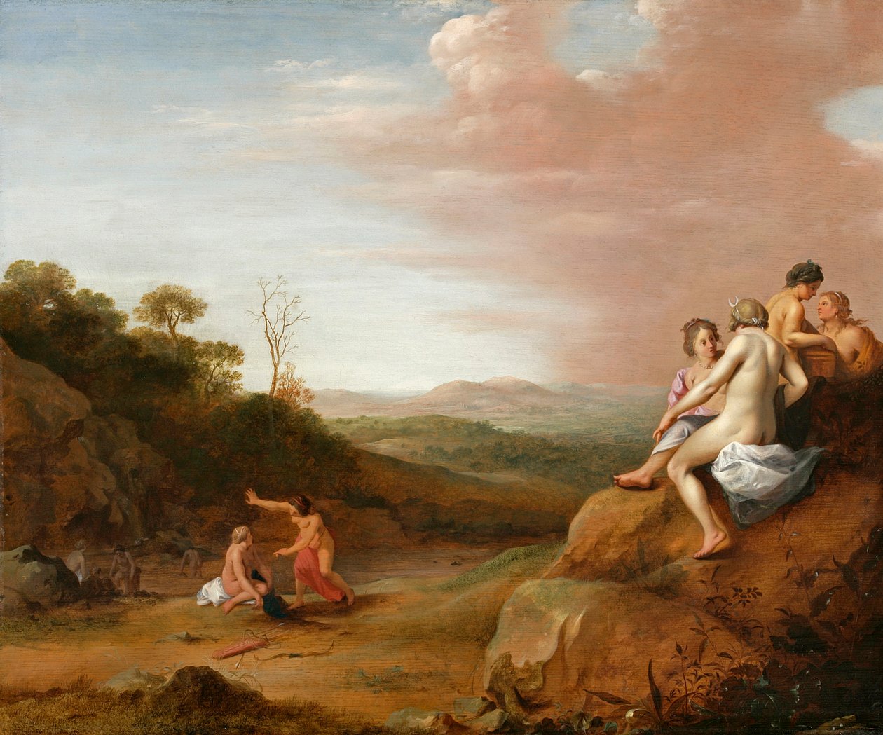 Diana y sus ninfas con el descubrimiento de Calisto de Cornelis van Poelenburgh or Poelenburch