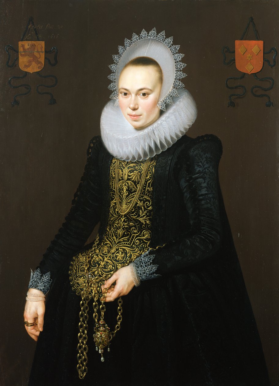 Retrato de Justina van Teylingen, 1616 de Cornelis van der Voort