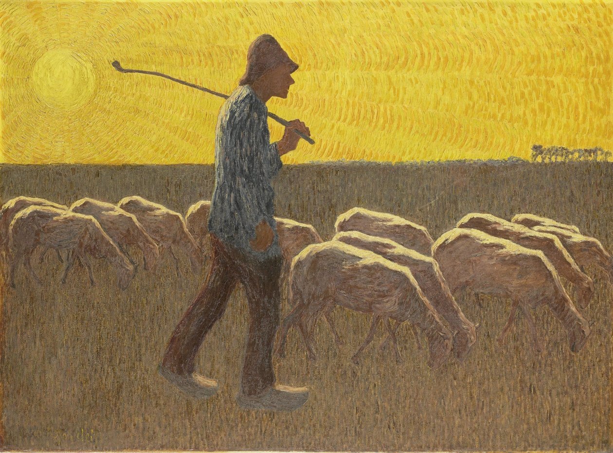 Pastor con ovejas, c.1920 (óleo sobre lienzo) de Cornelis Albert van Assendelft