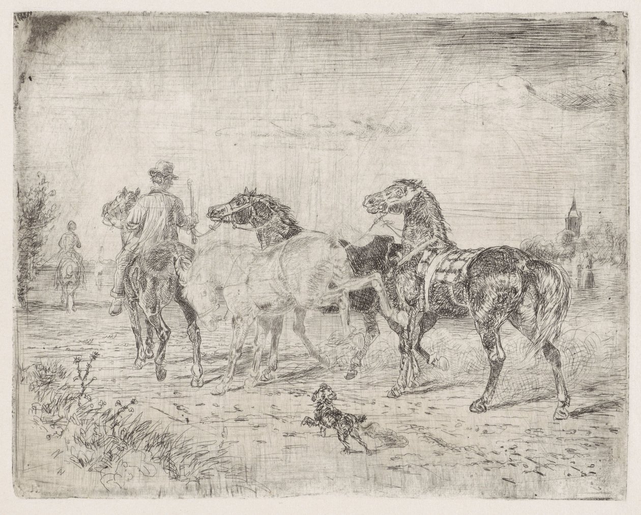 Jinetes con caballos de Cornelis Albertus Johannes Schermer