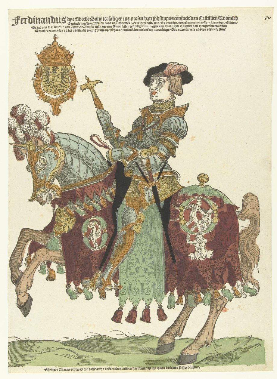 Retrato de Fernando I de Austria a caballo de Cornelis Anthonisz. (manner of)