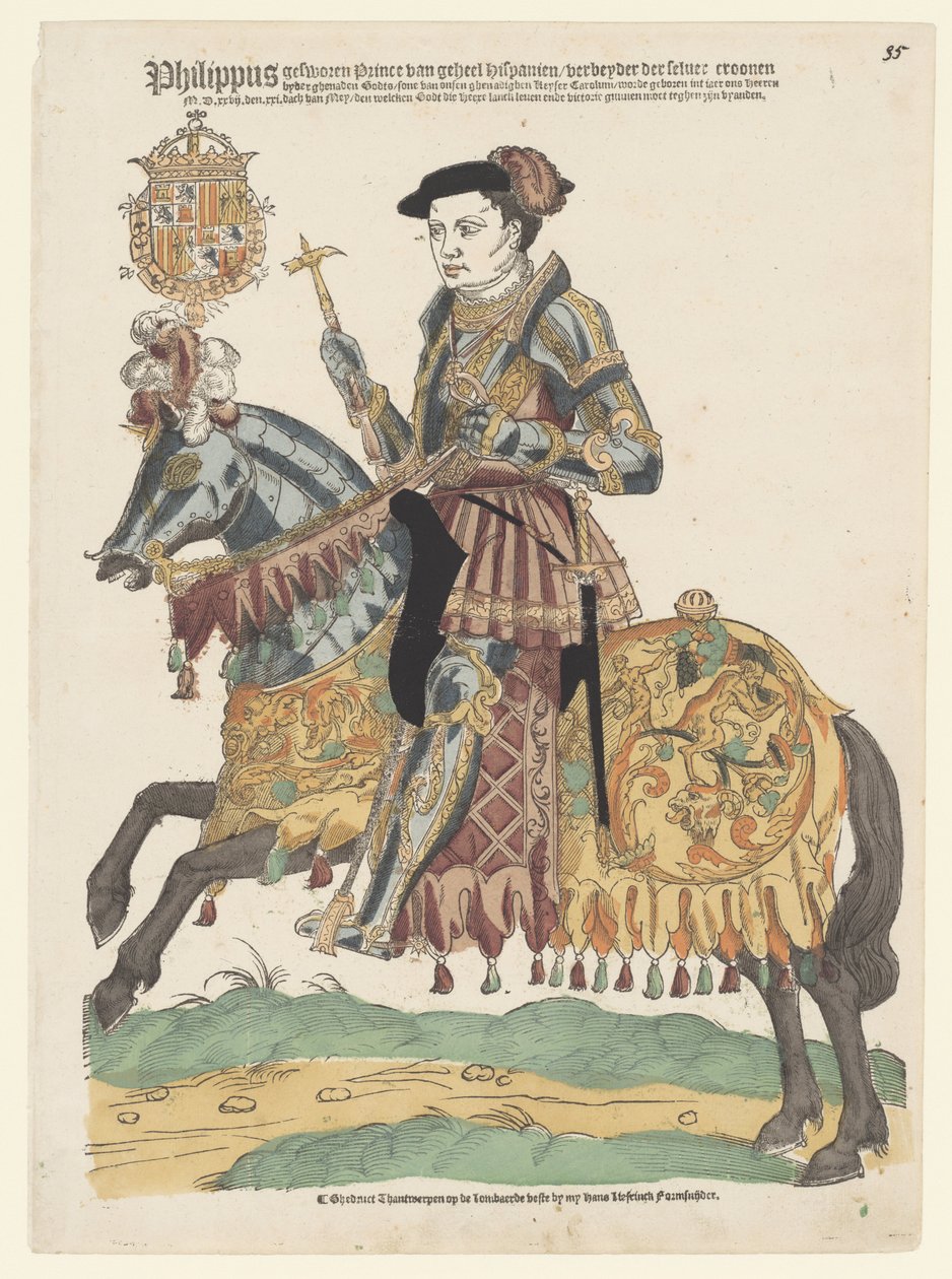 Retrato de Felipe II a caballo de Cornelis Anthonisz. (manner of)