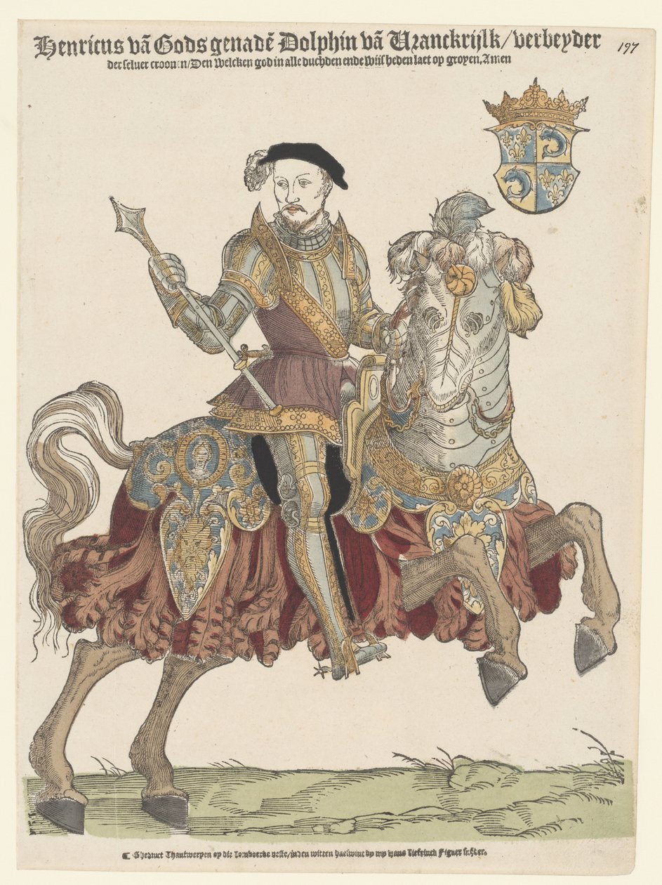 Retrato de Enrique II de Francia a caballo de Cornelis Anthonisz. (manner of)