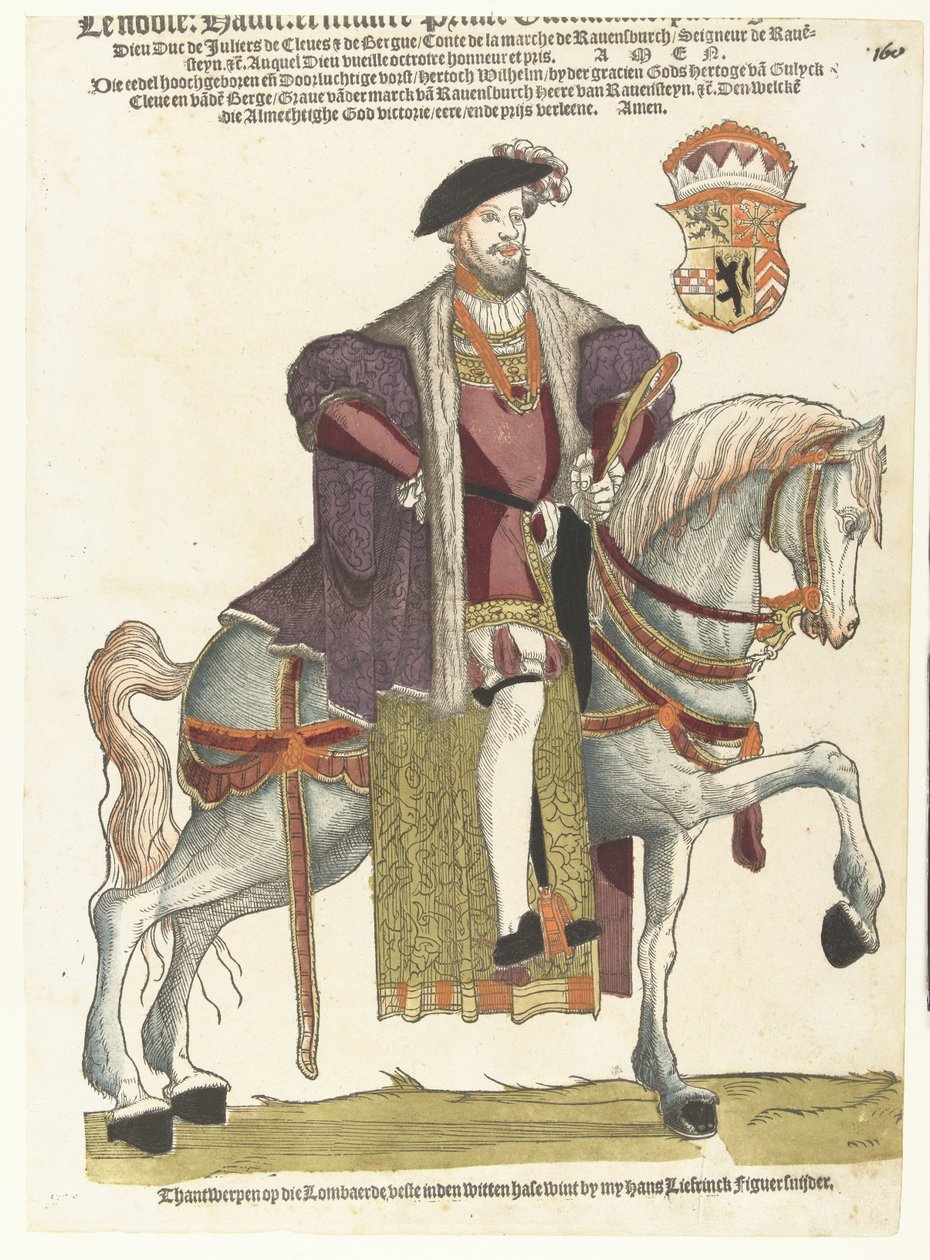 Retrato del duque Willem van Cleves, Jülich y Berg, conde de Mark, señor de Ravenstein a caballo de Cornelis Anthonisz. (manner of)