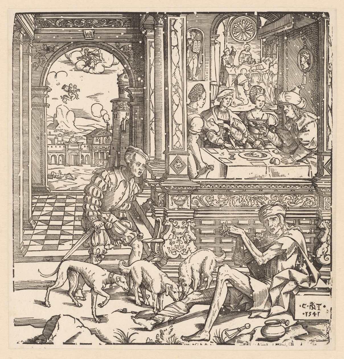 El hombre rico y el pobre Lázaro de Cornelis Anthonisz.