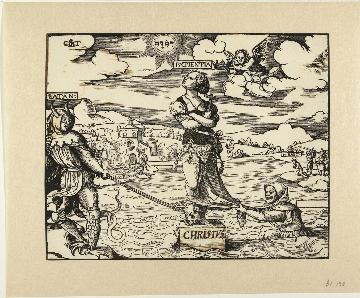 Paciencia (Patientia) sobre una piedra en el agua de Cornelis Anthonisz.