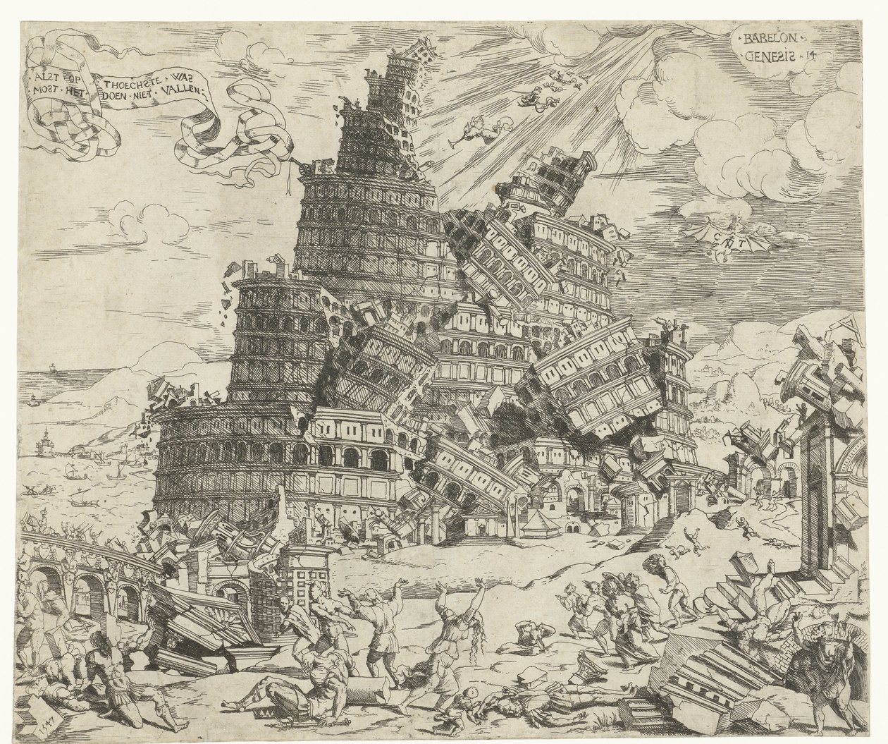 Caída de la Torre de Babel de Cornelis Anthonisz.