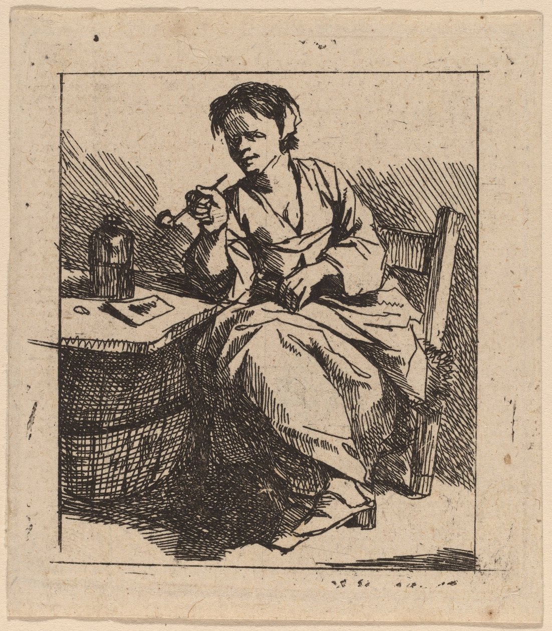 Una mujer fumando de Cornelis Pietersz Bega