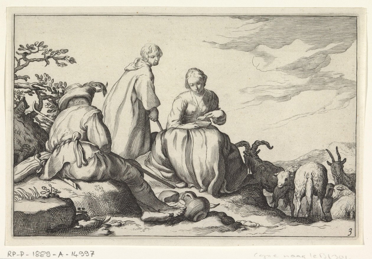 pastores Cuatro escenas pastorales (título de la serie) de Cornelis Bloemaert (II) (possibly)