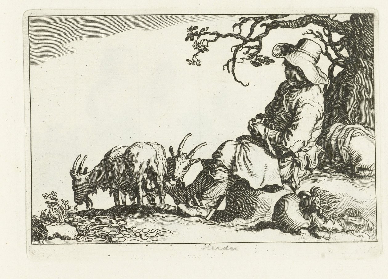 Pastor de cabras 16 grabados de diferentes series de Cornelis y Frederik Bloemaert (título de la serie) de Cornelis Bloemaert (II)