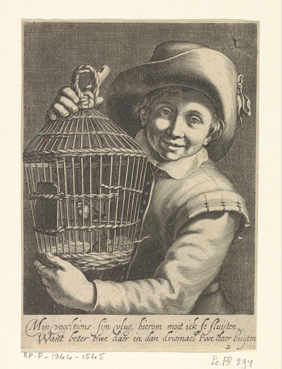 Chico con jaula de Cornelis Bloemaert (II)