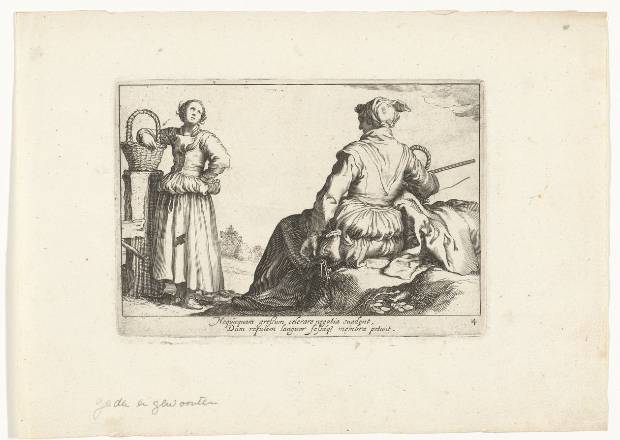 dos campesinas Escenas pastorales (título de la serie) Otia delectant (título de la serie) de Cornelis Bloemaert (II)