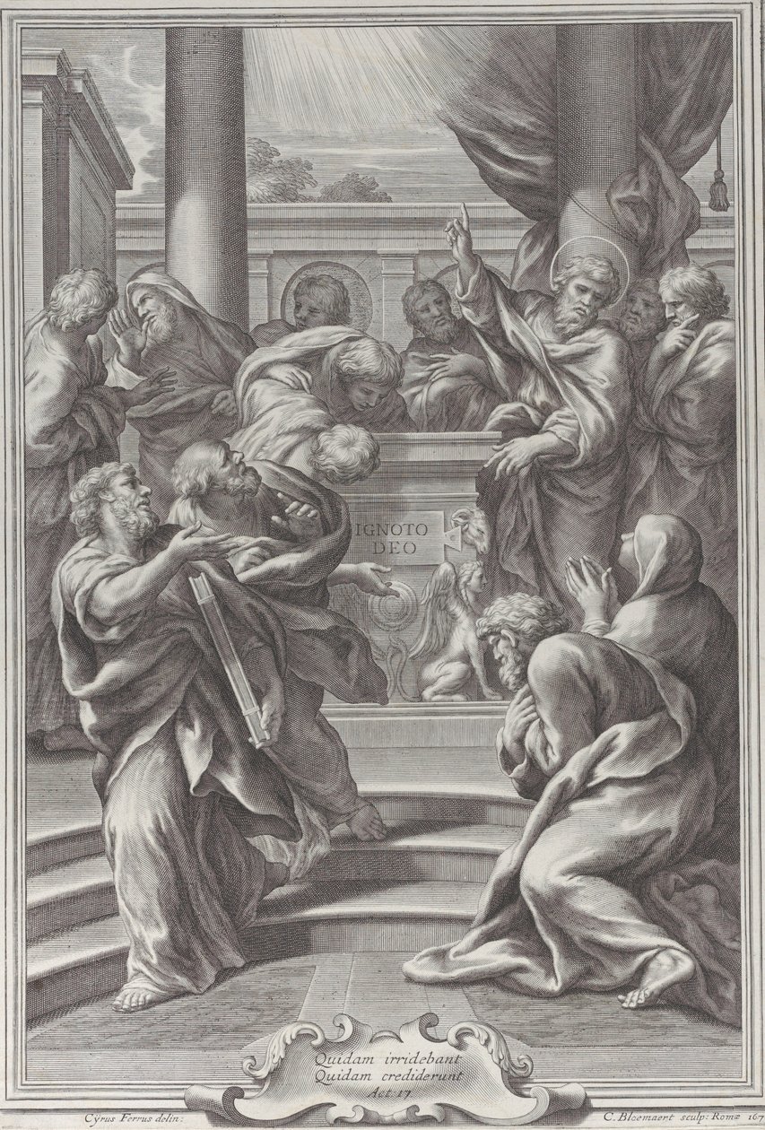 San Pablo predicando en Atenas, 1679 de Cornelis Bloemaert