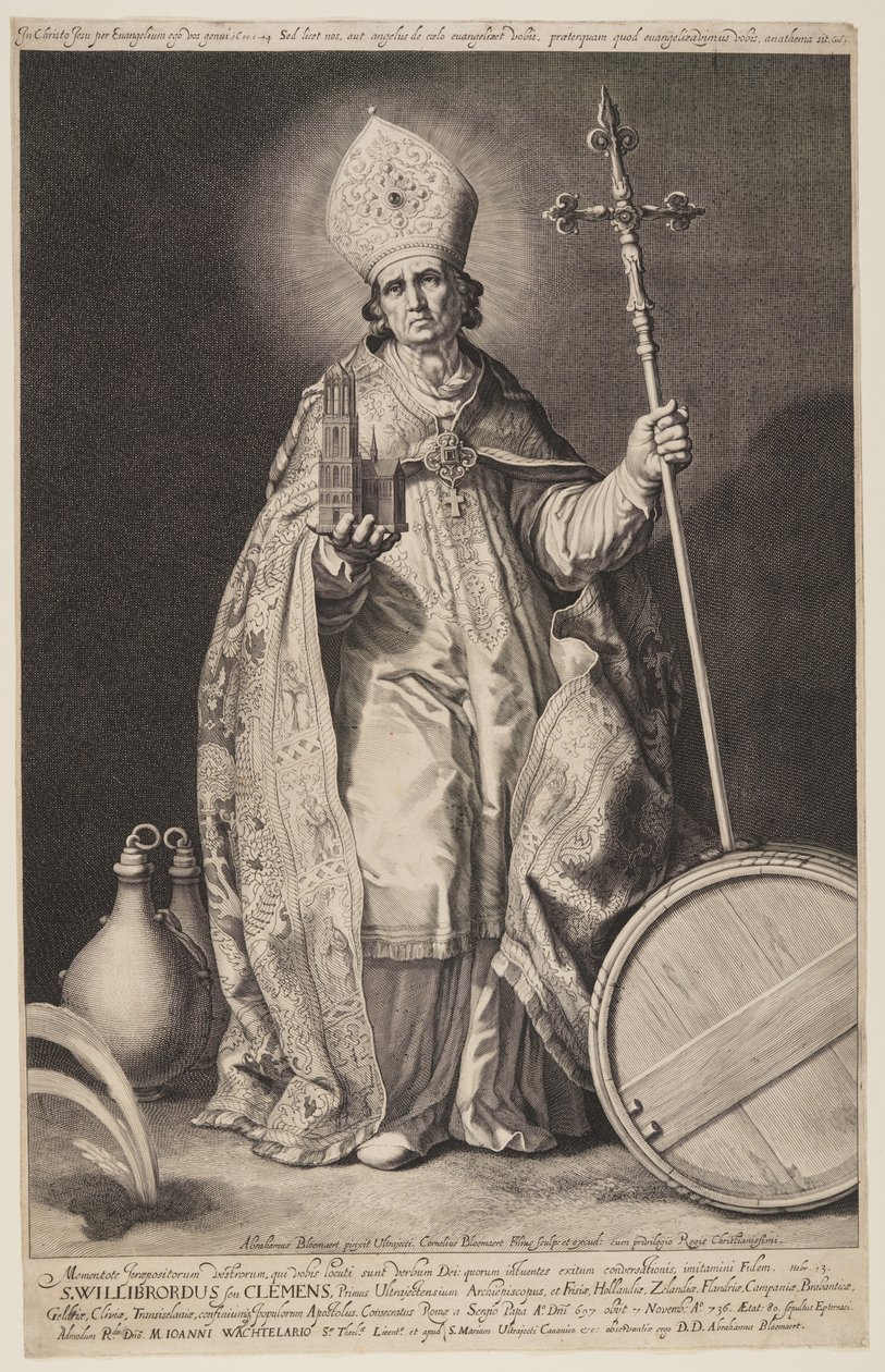 San Willibrord, lámina 2, de Los obispos de Utrecht de Cornelis Bloemaert