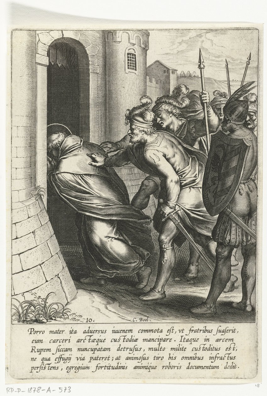 Thomas atraviesa la puerta de la prisión. La vida de Santo Tomás de Aquino (título de la serie) de Cornelis Boel